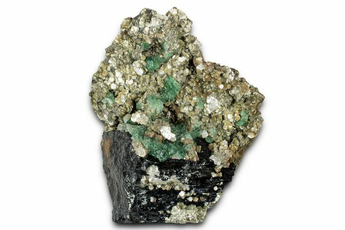 Apple-Green Fluorite Crystals w/ Muscovite & Schorl - Namibia #337156